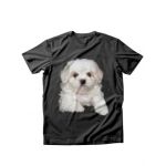 Tricou dama caini white fluffy, engros