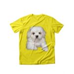 Tricou dama caini white fluffy, engros