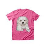 Tricou dama caini white fluffy, engros