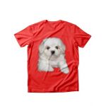 Tricou dama caini white fluffy, engros