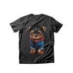 Tricou dama caini yorkshire imbracat, engros