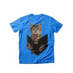 Tricou dama Pisici Brown Cat in pocket, engros