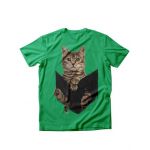 Tricou dama Pisici Brown Cat in pocket, engros
