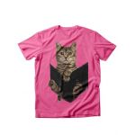 Tricou dama Pisici Brown Cat in pocket, engros