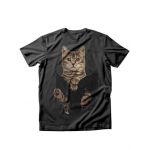 Tricou dama Pisici Brown Cat in pocket, engros