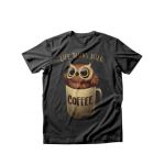 Tricou dama bufnita coffee, engros