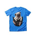 Tricou dama caini pug in buzunar, engros