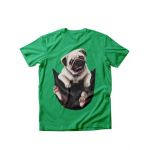 Tricou dama caini pug in buzunar, engros