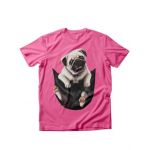 Tricou dama caini pug in buzunar, engros