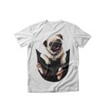 Tricou dama caini pug in buzunar, engros