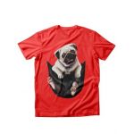 Tricou dama caini pug in buzunar, engros