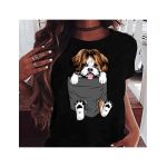 Tricou dama caini shi tzu in buzunar, engros