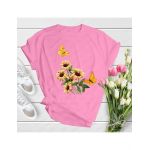 Tricou dama Fluturi floarea soarelui si fluturi, engros