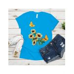 Tricou dama Fluturi floarea soarelui si fluturi, engros