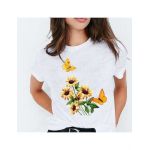 Tricou dama Fluturi floarea soarelui si fluturi, engros
