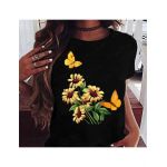 Tricou dama Fluturi floarea soarelui si fluturi, engros