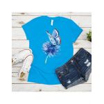 Tricou dama Fluturi fluture albastru, engros