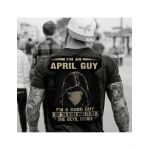 Tricou negru masculin imprimeu spate, as a April man, engros