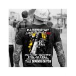 Tricou negru masculin imprimeu spate, as a february man, engros