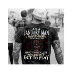 Tricou negru masculin imprimeu spate, as a january man, engros