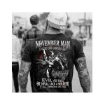Tricou negru masculin imprimeu spate, as a November man #2 , engros