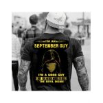 Tricou negru masculin imprimeu spate, as a september man #2, engros