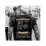 Tricou negru masculin imprimeu spate, as a september man, engros