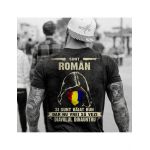 Tricou negru masculin imprimeu spate, sunt roman, engros