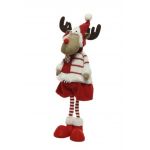 Decoratiune Deer with pants, Decoris, 16x20x69 cm, alb/rosu