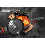 Tigaie adanca cu capac Marble, Cooking by Heinner, 24x8 cm, 2.5L, fonta emailata, gri