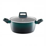Oala cu capac Ombre Green, Ambition, invelis Qualum Ceramic Stone, 6.7 L, aluminiu, verde/negru