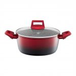 Oala cu capac Ombre Red, Ambition, invelis Qualum Ceramic Stone, 2.3 L, aluminiu, rosu/negru