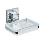 Savoniera cu suport autoadeziv, Wenko, Wenko, Quadro Vacuum-Loc®, 12 x 6.5 x 12 cm, inox/plastic