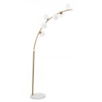 Lampadar Glamy, Mauro Ferretti, 130 x 45 x 220 cm, 6 x E14, 40W, fier/sticla, auriu/alb