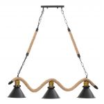 Lustra Rope, Mauro Ferretti, 84 x 20 x 88 cm, 3 x E27, 20W, fier/sfoara, maro/negru