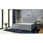 Pat matrimonial, Stockholm, Buttons E, 140x200 cm, saltea tip Pocket, topper memory, Gri