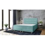 Pat matrimonial, Stockholm, Buttons E, 140x200 cm, saltea tip Pocket, topper memory, Mint