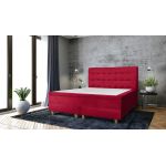 Pat matrimonial, Stockholm, Buttons E, 140x200 cm, saltea tip Pocket, topper memory, Rosu