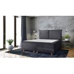 Pat matrimonial, Stockholm, Pillows E, 140x200 cm, saltea tip Pocket, topper memory, Graphite