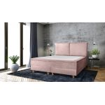 Pat matrimonial, Stockholm, Pillows E, 140x200 cm, saltea tip Pocket, topper memory, Roz pudra