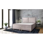 Pat matrimonial, Stockholm, Pillows E, 140x200 cm, saltea tip Pocket, topper memory, Taupe