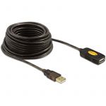Cablu USB F - USB M, 10m, activ, negru