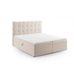 Pat continental cu tablie si lada depozitare, Mamaia, Micadoni Home, BL, 160x200 cm, catifea, bej deschis