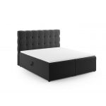 Pat continental cu tablie si lada depozitare, Mamaia, Micadoni Home, BL, 160x200 cm, catifea, gri