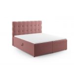 Pat continental cu tablie si lada depozitare, Mamaia, Micadoni Home, BL, 160x200 cm, catifea, roz