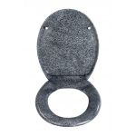 Capac de toaleta cu sistem automat de coborare, Wenko, Ottana Granite, 37.5 x 44.5 cm, duroplast