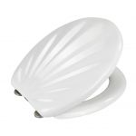 Capac de toaleta cu sistem automat de coborare, Wenko, Shell, 38 x 46 cm, duroplast, alb