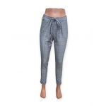 Pantaloni in carouri cu dunga laterala verde, en-gross