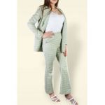 Set sacou și pantalon dama en-gros, culoare verde carouri