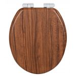 Capac de toaleta cu sistem automat de coborare, Wenko, Easy-Close Chestnut, 35.5 x 42 cm, mdf, maro